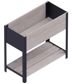 upyard Holz-Pflanzkasten ModernBox mit Ablage, ca. B78/H72/T36 cm Grau Outlet