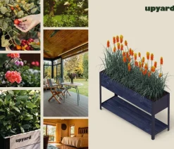 upyard Hochbeete & Frühbeete - Holz-Pflanzkasten ModernBox mit Ablage, ca. B118/H72/T36 cm Schwarz