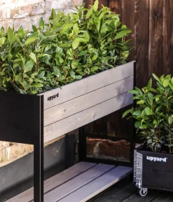 upyard Hochbeete & Frühbeete - Holz-Pflanzkasten ModernBox mit Ablage, ca. B118/H72/T36 cm Grau