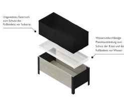 upyard Holz-Pflanzkasten ModernBox, ca. B118/H32/T36 cm Grau Discount