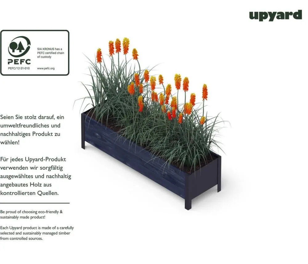 upyard Pflanzkübel & Blumenkästen|Hochbeete & Frühbeete - Holz-Pflanzkasten ModernBox, ca. B118/H32/T36 cm Schwarz