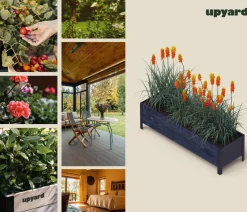 upyard Pflanzkübel & Blumenkästen|Hochbeete & Frühbeete - Holz-Pflanzkasten ModernBox, ca. B118/H32/T36 cm Schwarz