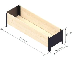 upyard Pflanzkübel & Blumenkästen|Hochbeete & Frühbeete - Holz-Pflanzkasten ModernBox, ca. B118/H32/T36 cm Natur
