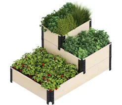upyard Hochbeete & Frühbeete - Holz-Stufenbeet, Variante 1, ca. B120/H58,5/T80 cm Braun
