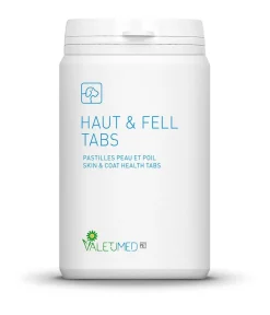 VALETUMED Nahrungsergänzung Für Tiere|Nahrungsergänzung Hund - Ergänzungsfutter für Hunde Haut & Fell Tabs, 180 g