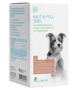 VALETUMED Nahrungsergänzung Für Tiere|Nahrungsergänzung Hund - Ergänzungsfutter für Hunde Haut & Fell Tabs, 180 g