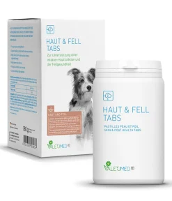 VALETUMED Nahrungsergänzung Für Tiere|Nahrungsergänzung Hund - Ergänzungsfutter für Hunde Haut & Fell Tabs, 180 g