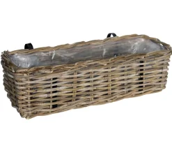 Van der Leeden Rattan-Balkonkorb, rechteckig, Grau