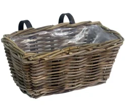 Van der Leeden Pflanzkübel & Blumenkästen - Rattan-Balkonkorb, rechteckig, Grau