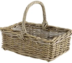 Van der Leeden Mehr Gartendekoration|Blumentöpfe & Übertöpfe > Rattan-Korb mit Henkel, -, ca. B40/H30/T28 cm