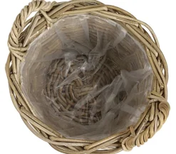 Van der Leeden Mehr Gartendekoration|Blumentöpfe & Übertöpfe > Rattan-Korb mit Henkeln, rund, -braun