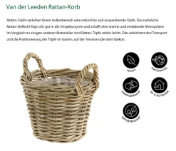 Van der Leeden Rattan-Korb mit Henkeln, rund, -braun Hot