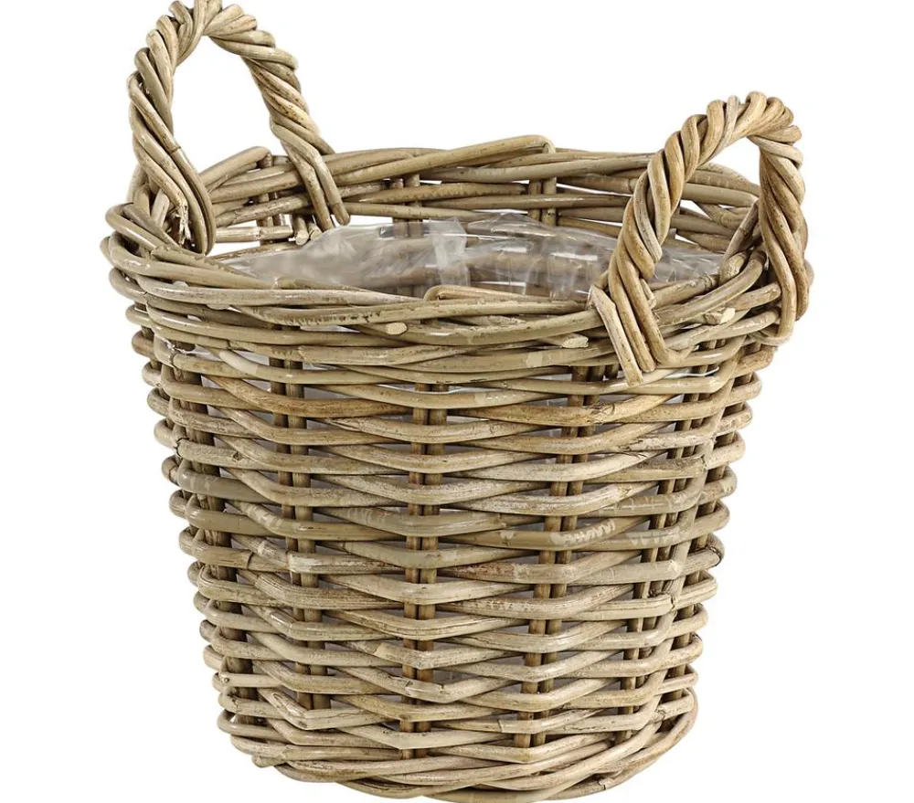 Van der Leeden Rattan-Korb mit Henkeln, rund, -braun Hot