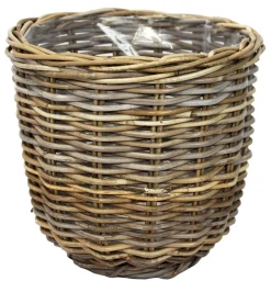 Van der Leeden Rattan-Pflanzkorb, grau-braun Sale
