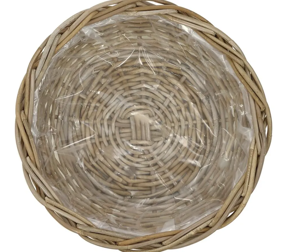Van der Leeden Rattan-Pflanzschale, , Ø 41 cm Braun New