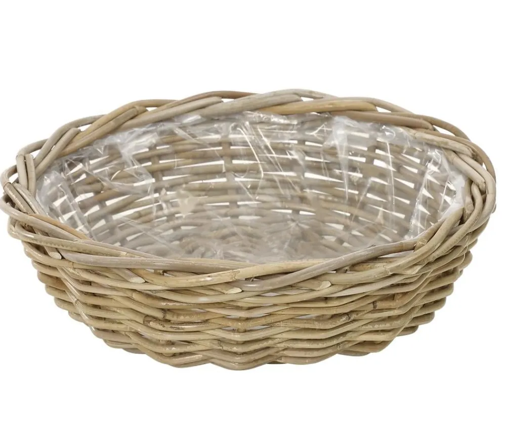 Van der Leeden Rattan-Pflanzschale, , Ø 41 cm Braun New