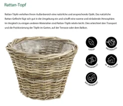 Van der Leeden Mehr Gartendekoration|Blumentöpfe & Übertöpfe > Rattan-Topf, konisch, grau-braun