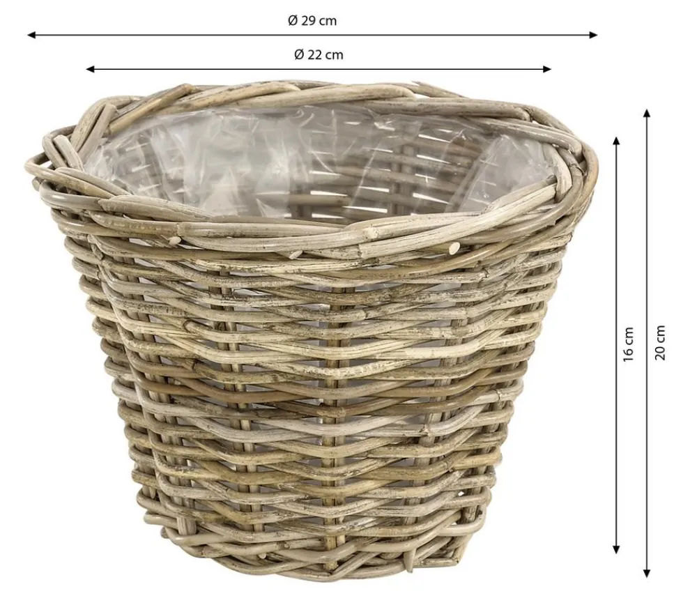 Van der Leeden Mehr Gartendekoration|Blumentöpfe & Übertöpfe > Rattan-Topf, konisch, grau-braun