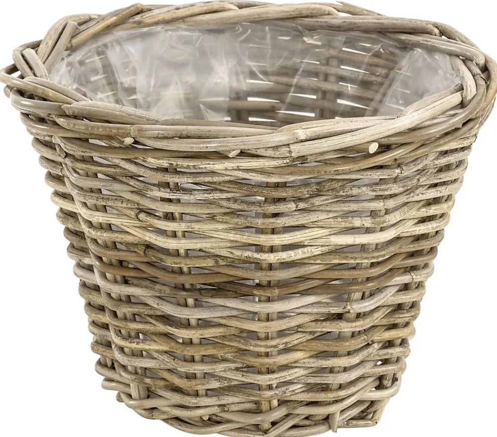 Van der Leeden Mehr Gartendekoration|Blumentöpfe & Übertöpfe > Rattan-Topf, konisch, grau-braun