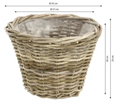 Van der Leeden Rattan-Topf, konisch, grau-braun Natur Sale