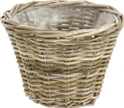 Van der Leeden Mehr Gartendekoration|Blumentöpfe & Übertöpfe - Rattan-Topf, konisch, grau-braun Natur