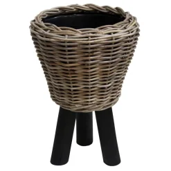 Van der Leeden Blumentöpfe & Übertöpfe - Rattan-Topf mit Füßen, rund, Grau