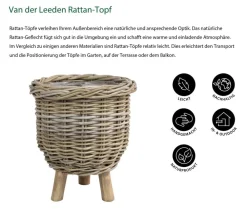 Van der Leeden Blumentöpfe & Übertöpfe - Rattan-Topf mit Füßen, rund, , ca. Ø34/H40 cm Grau