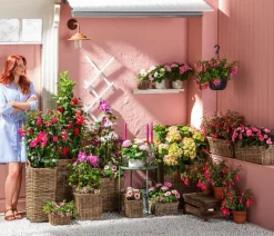 Van der Leeden Mehr Gartendekoration|Blumentöpfe & Übertöpfe - Rattan-Topf, quadratisch, grau-braun