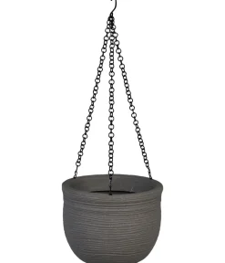 Vasar Kunststoff-Hängeampel mit Rillen Ghisa, rund, , ca. Ø25/H19 cm Dunkelgrau New