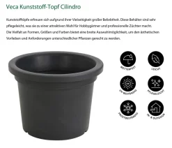 VECA Blumentöpfe & Übertöpfe - Kunststoff-Topf Cilindro, rund Dunkelgrau