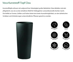 VECA Kunststoff-Topf Clou inkl. Pflanzeinsatz, konisch, anthrazit Dunkelgrau Discount