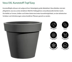 VECA XXL Kunststoff-Topf Easy, rund Dunkelgrau Outlet