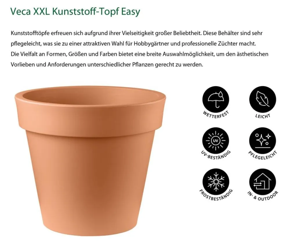 VECA XXL Kunststoff-Topf Easy, rund Terrakotta New