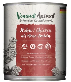 Venandi Animal Nassfutter Katze - Nassfutter für Katzen Monoprotein, Adult, 800 g