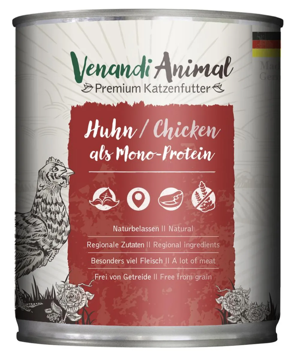 Venandi Animal Nassfutter Katze - Nassfutter für Katzen Monoprotein, Adult, 800 g