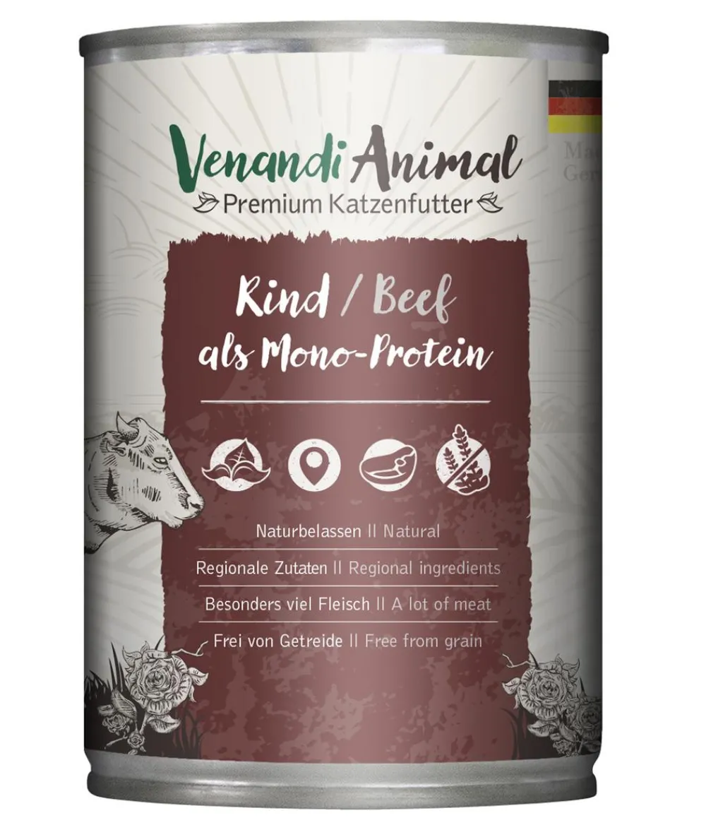 Venandi Animal Nassfutter Katze - Nassfutter für Katzen Monoprotein, Adult, 400 g