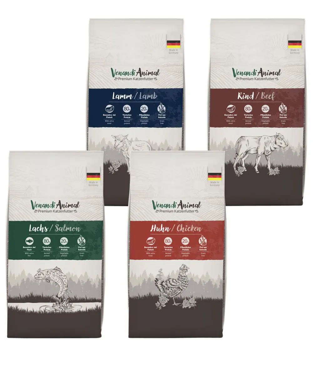 Venandi Animal Trockenfutter Katze|Nassfutter Katze > Trockenfutter für Katzen Adult Probierpaket 2, 4 x 1,5 kg