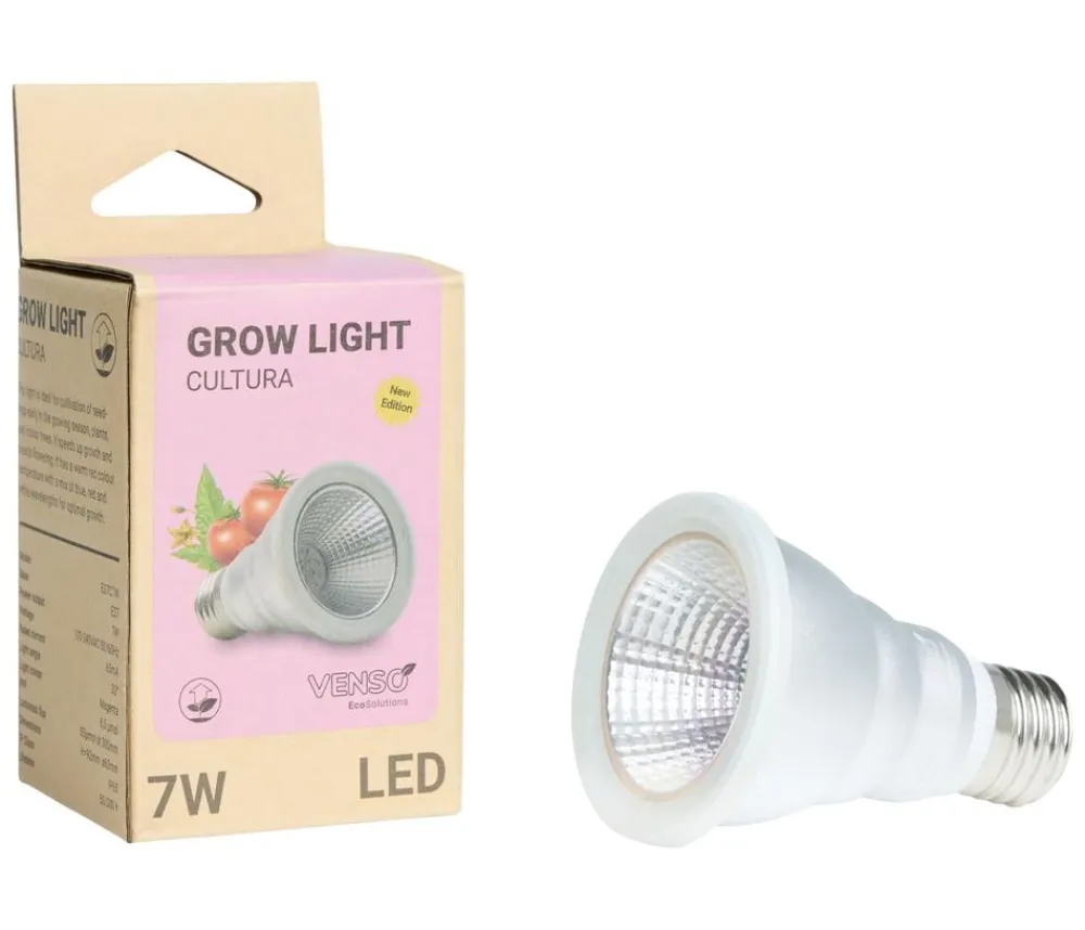Venso Gewächshaus Zubehör - LED-Pflanzenlampe Cultura E27, 7 W Silber