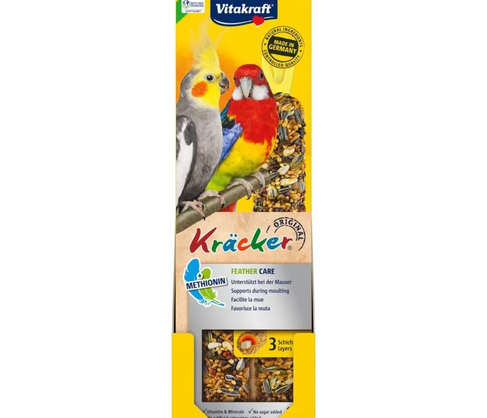 Vitakraft® Vogelfutter & Snacks - Kräcker® Original Feather Care für Großsittiche, 2er Pack