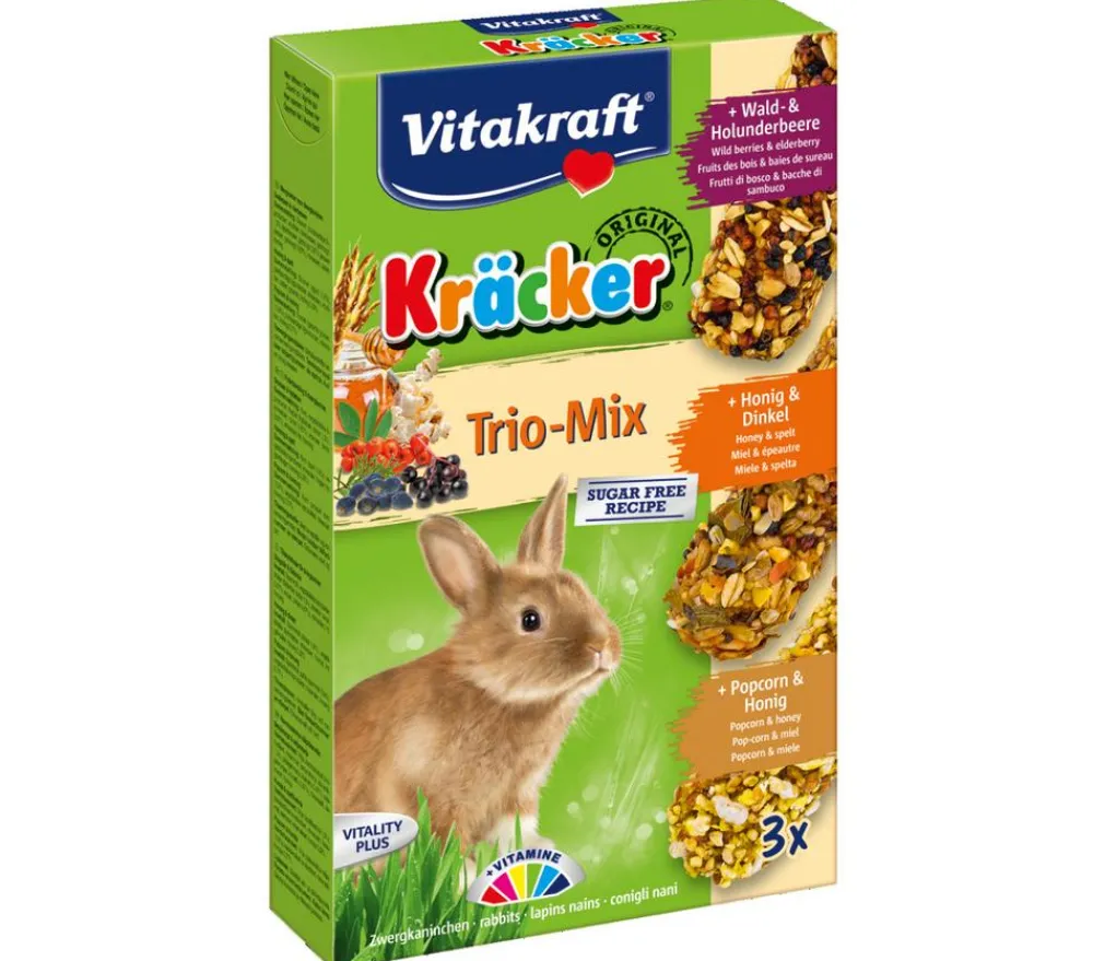 Vitakraft® Nagersnacks - Nagersnack Kräcker® Trio Mix, Waldbeere, Honig & Popcorn