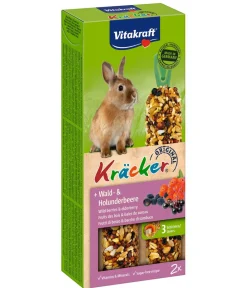 Vitakraft® Nagersnacks - Nagersnack Kräcker® Original Wald- + Holunderbeere für Zwergkaninchen, 2er Pack
