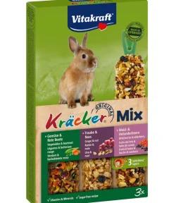 Vitakraft® Nagersnacks - Nagersnack Kräcker® Original Mix + Gemüse/Nuss/Waldbeere für Zwergkaninchen, 3er Pack
