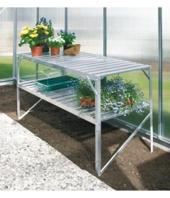 Vitavia Gewächshaus Zubehör - Alu-Tisch, 2 Ablagen Silber