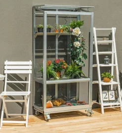 Vitavia Gewächshäuser - Balkongewächshaus Vila 350, ca. B81/H168/T43 cm Silber
