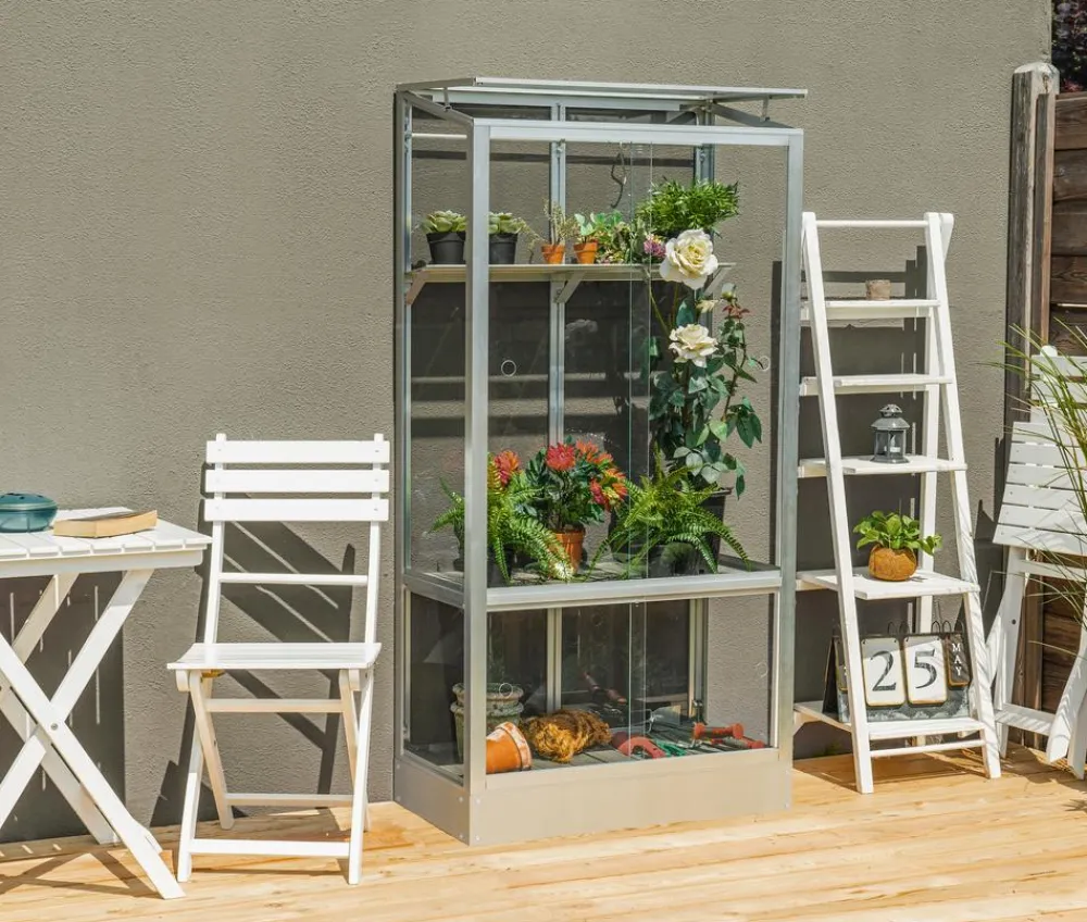 Vitavia Balkongewächshaus Vila 350, ca. B81/H166/T43 cm Silber Outlet