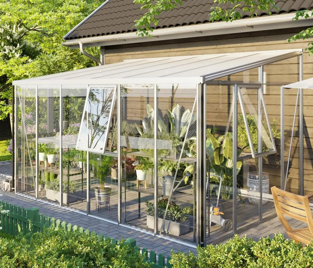 Vitavia Gewächshäuser - Gewächshaus Athene 10200 ESG/HKP, ca. B397/H239/T266 cm Silber
