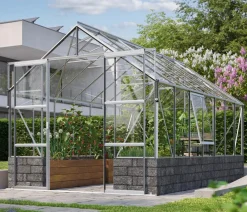 Vitavia Gewächshaus Cassiopeia 11500 ESG, inkl. Sockelmauer Basalt Silber New