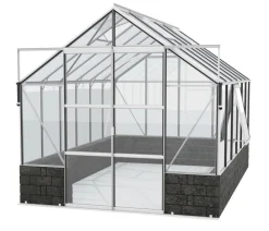 Vitavia Gewächshaus Cassiopeia 9900 ESG/NSG, inkl. Sockelmauer Basalt Silber New