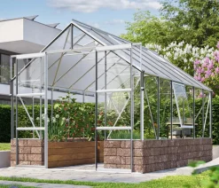 Vitavia Gewächshaus Cassiopeia 9900 ESG/HKP, inkl. Sockelmauer Herbstlaub Silber Clearance