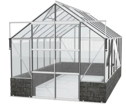 Vitavia Gewächshaus Cassiopeia11500 ESG/NSG, inkl. Sockelmauer Basalt Silber Best
